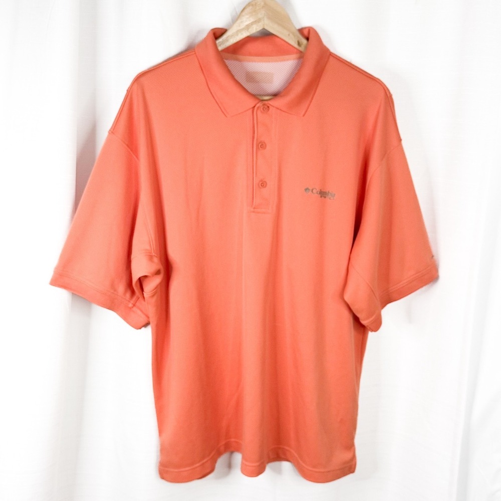 Columbia PFG Omni-Shade Polo Shirt Men's XL Orange Performance Fishing Gear